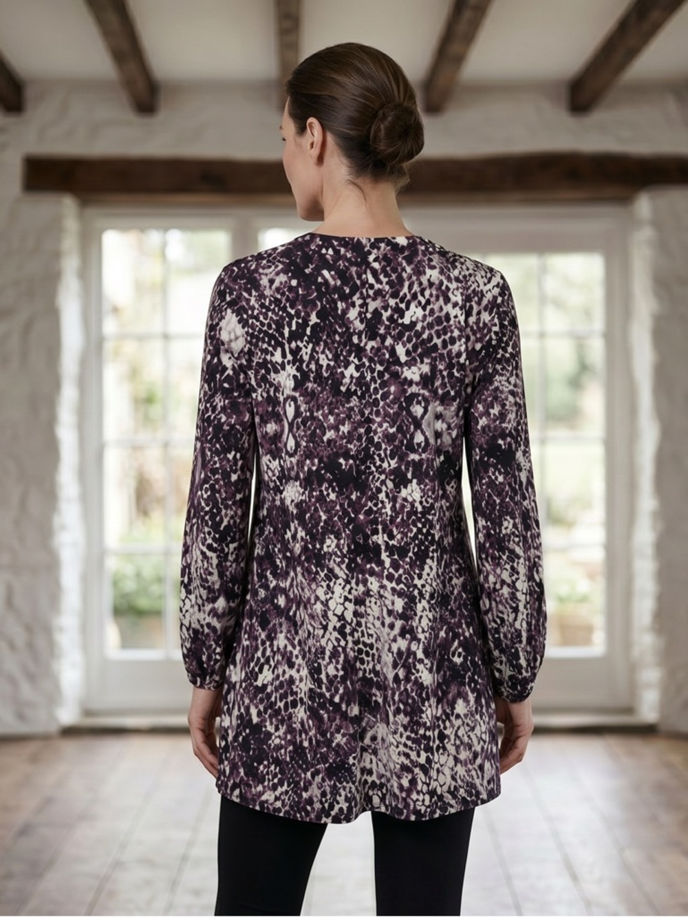 Dear Scarlett Abstract Animal Inspired Print in Rich Plum, Black, & Ivory Tones - Picture 2 of 9